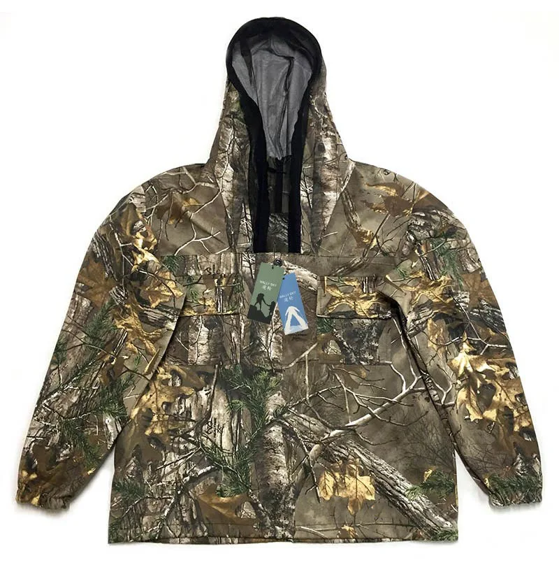 Летняя мужская камуфляжная одежда для рыбалки с капюшоном от комаров легкий