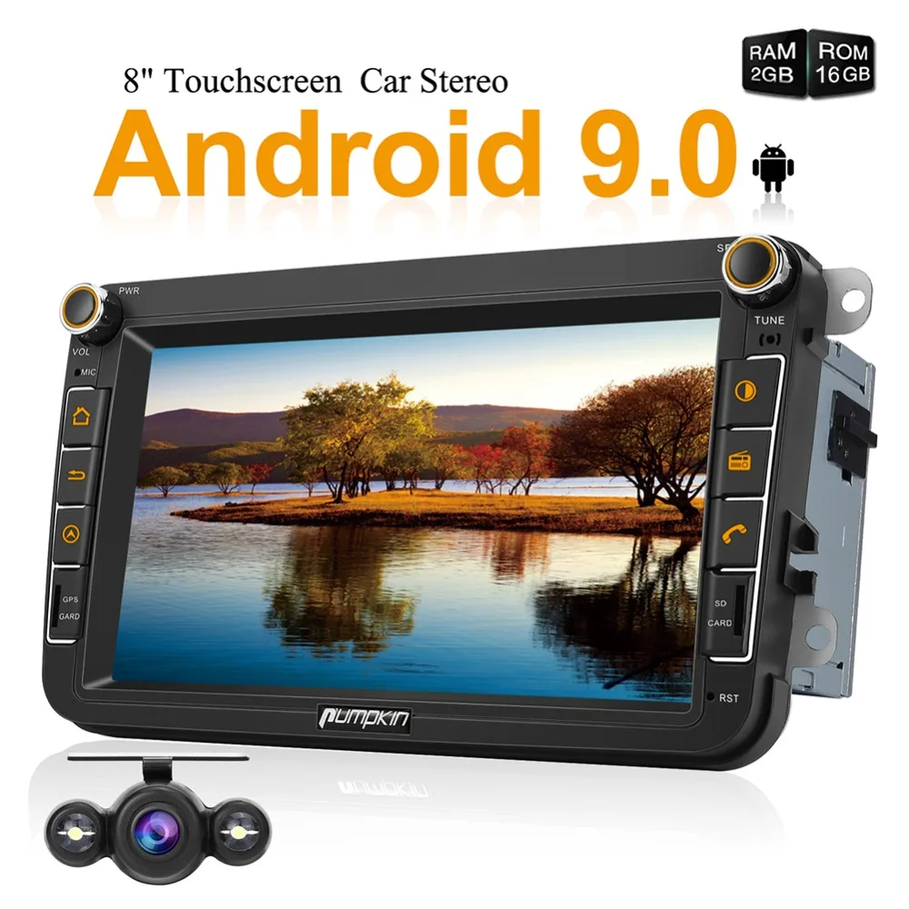 Тыква четырехъядерный 2 Din 8 ''Android 9 0 GPS стерео аудио без DVD плеер для Volkswagen/Skoda/Golf
