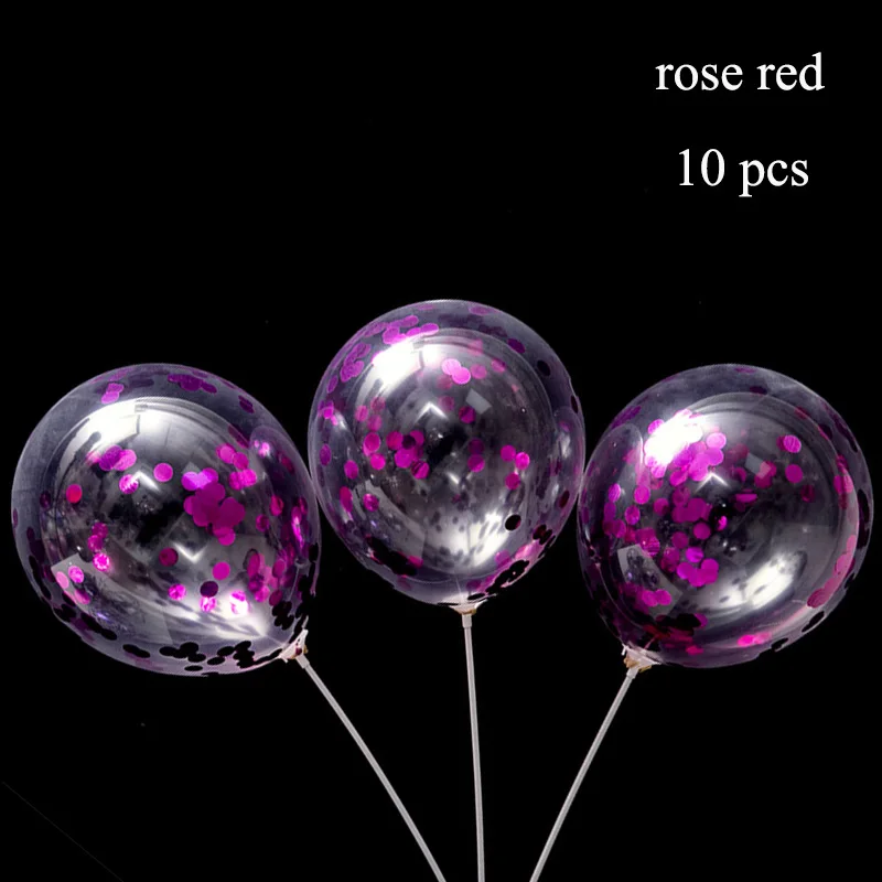 rose red 10pcs 12 ''10 шт. воздушный шар" Конфетти "латексные золотистые Воздушные шары Декорации на свадьбу, вечеринку воздушные шары на день рождения детей гелия прозрачные воздушные шары - Цвет: rose red 10pcs