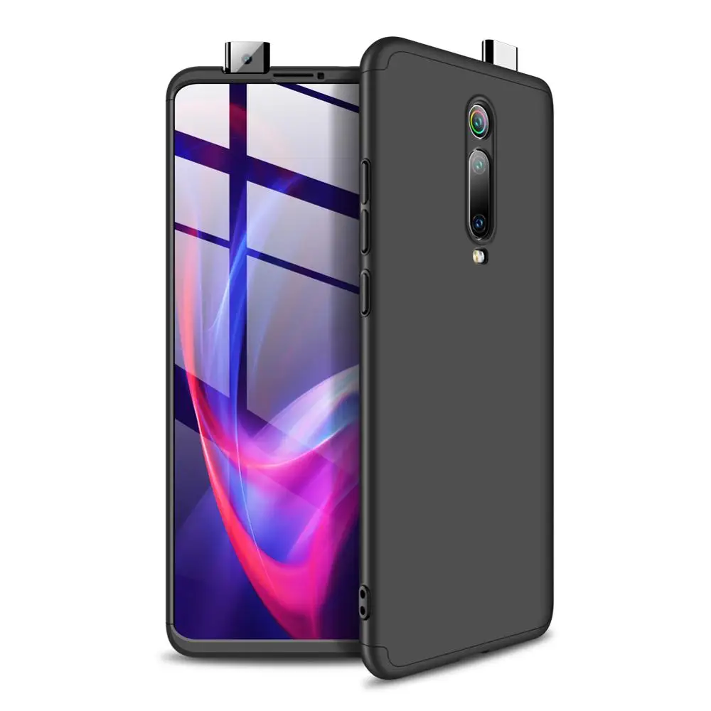 Black 360 чехол с полной защитой для mi 9T Pro Red mi K20 Pro, чехол для телефона 3 в 1, матовый пластиковый жесткий чехол для задней панели для Red mi Note 8 Pro 8A 8 - Цвет: Black