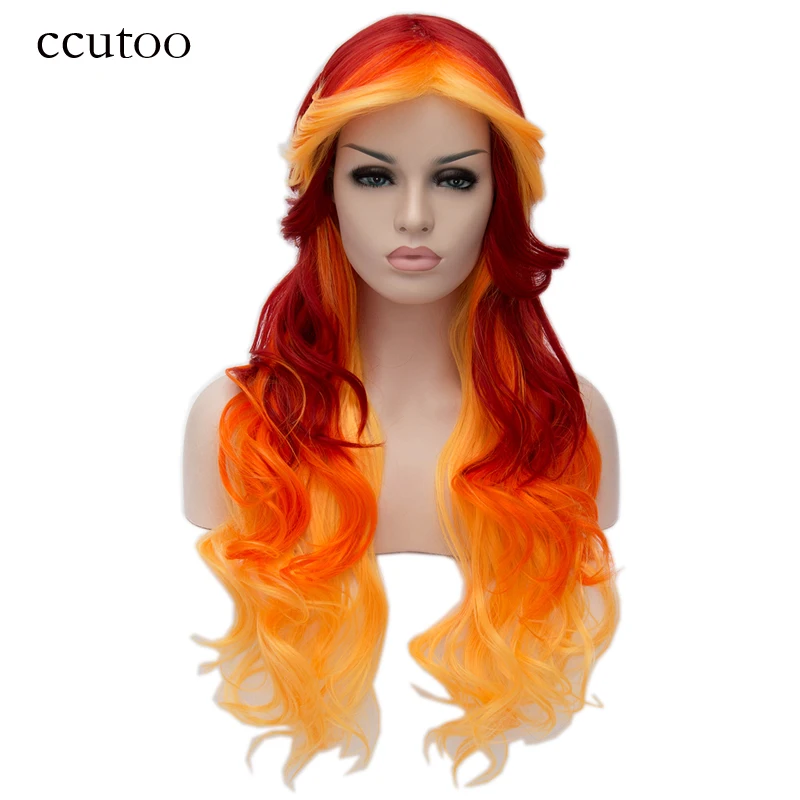 Ccutoo 2" женские длинные волнистые Ombre цвет синтетические волосы высокая температура волокно косплей костюм парики для женщин Девушка Вечерние