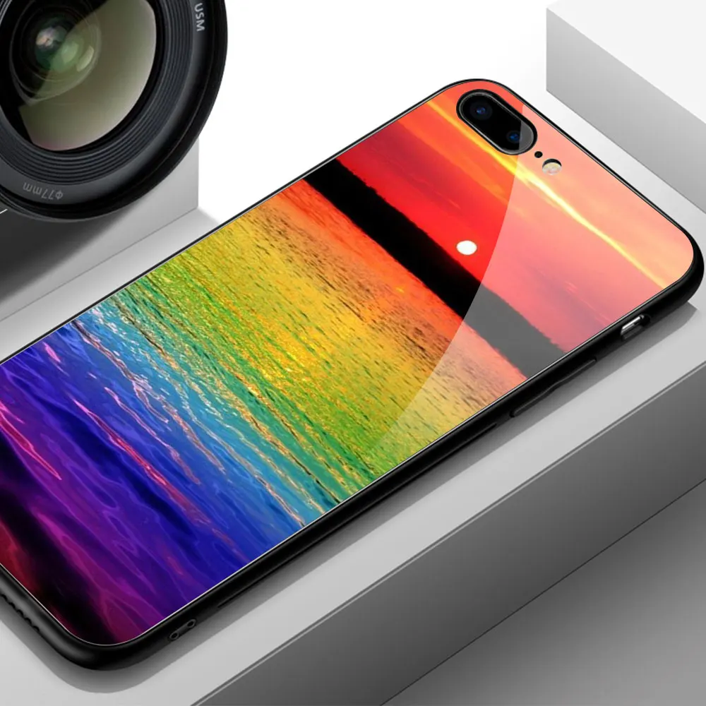 FinderCase XS MAX чехол для закаленное стекло для iPhone Радуга закат Кошка Луна iPhone XR MAX 6 6 S 8 7 plus X