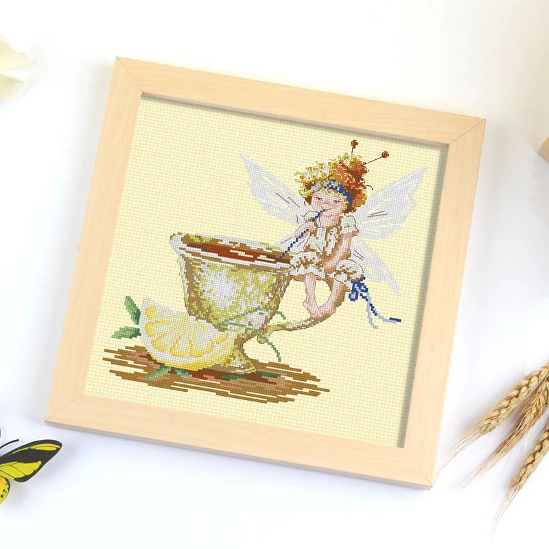 Набор для вышивки крестиком дух на чашке брендовые нити dmc животное собака холст