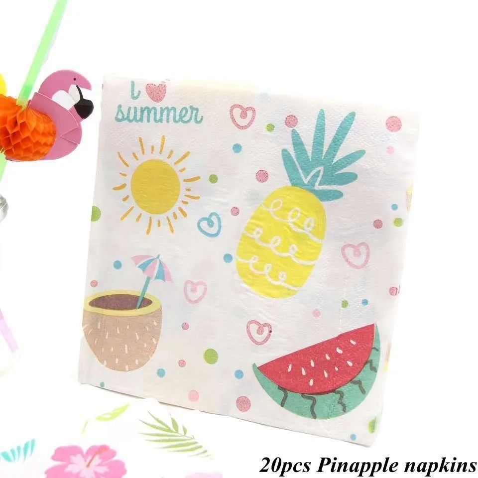 pinapple 20pcs 1 компл. Фламинго вечерние бумажные зонтики для напитков ананас торт топперы для дня рождения украшения Летние Гавайские вечерние принадлежности - Цвет: pinapple 20pcs
