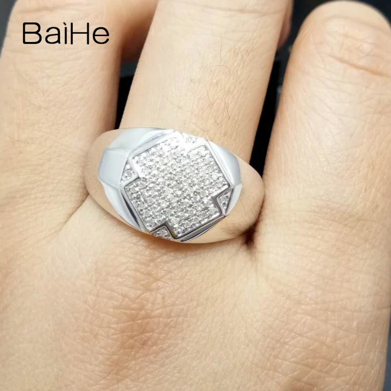 BAIHE подлинной стерлингового серебра 925 0.3CT H/SI круглая огранка Природные Алмазы