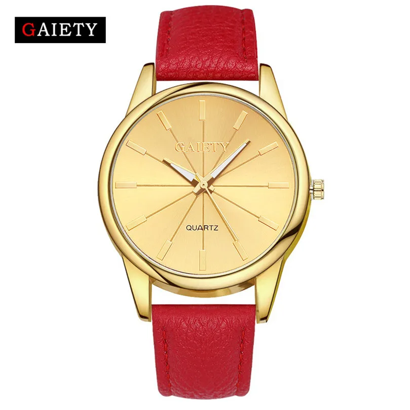 Для женщин Мода часы кожаный ремешок аналоговые кварцевые Круглый наручные Часы