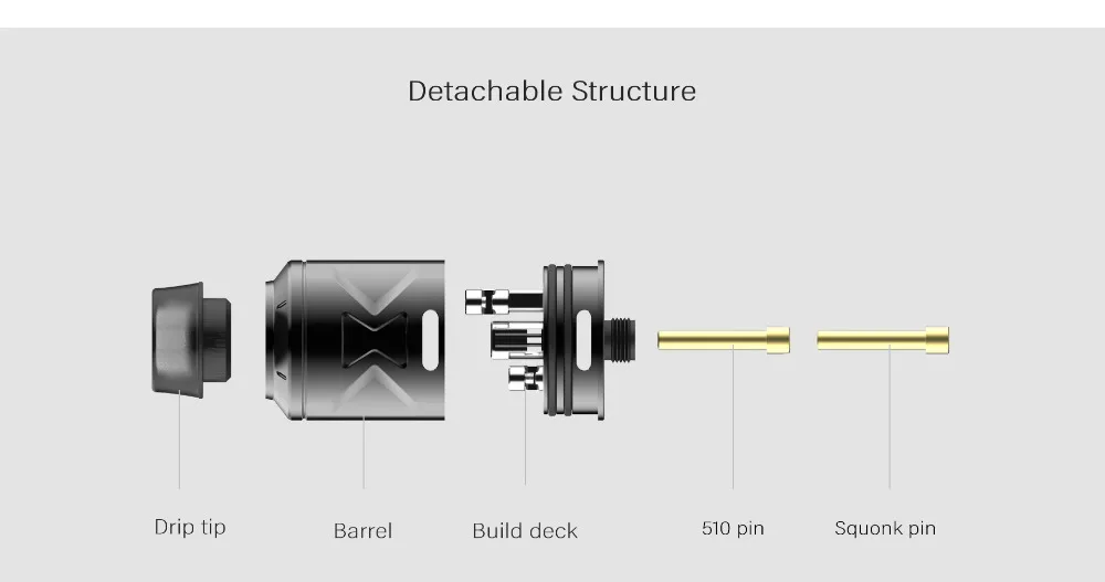 Hugsvape Piper RDA двойная Вертикальная катушка 510 pin & Squonk vape атомайзер для электронной
