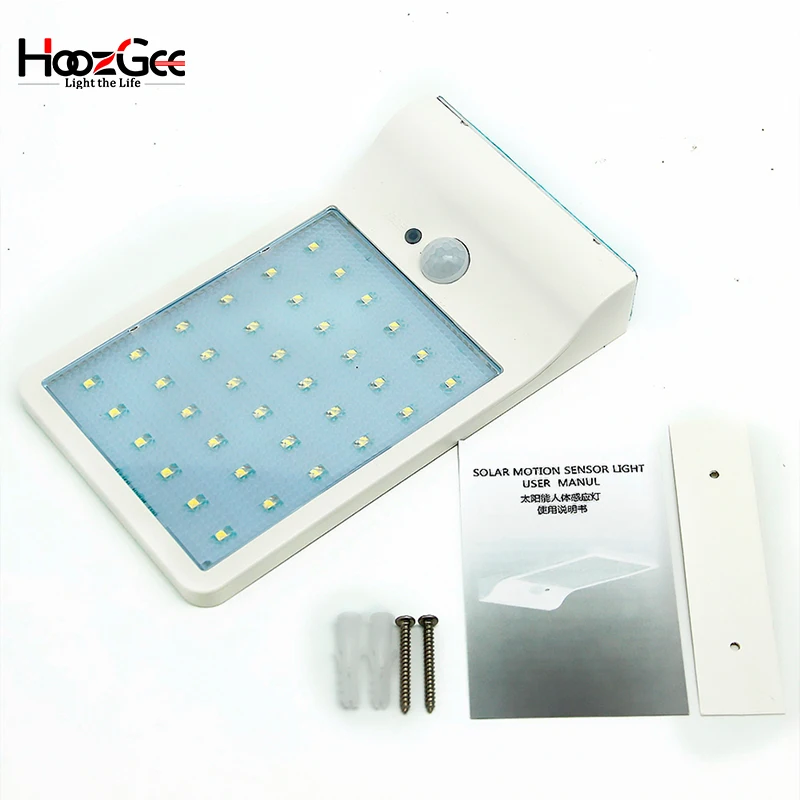 HoozGee Солнечный настенный светильник Открытый садовый светильник ing 450LM водонепроницаемый 36 светодиодный PIR датчик движения светильник s Уличная безопасность патио лампа