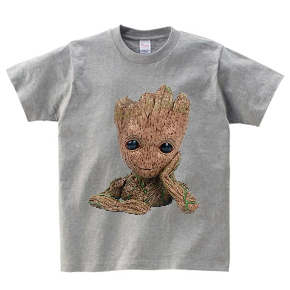 Детская футболка с надписью «Baby I Am Groot» для детей, летние футболки с короткими рукавами, топы, одежда Детские Забавные футболки костюм для От 3 до 9 лет Топ для мальчиков и девочек