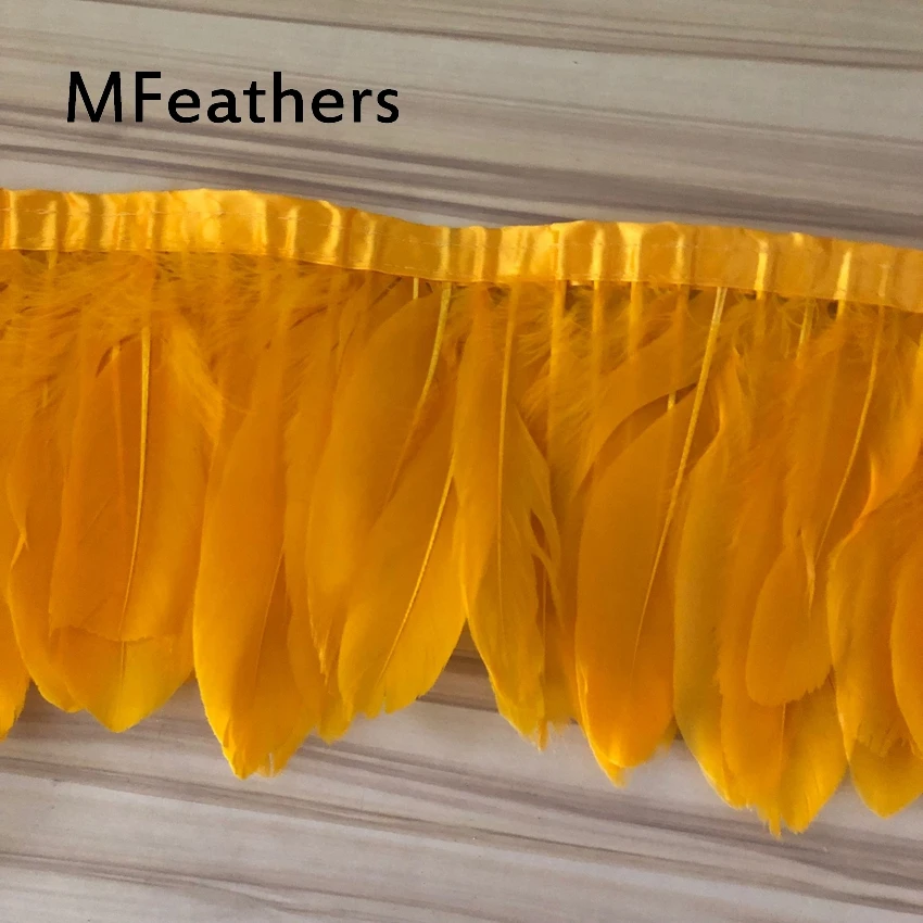 Золотисто желтое окрашенное высококачественное гусиное перо отделка 15 20 см 6 8
