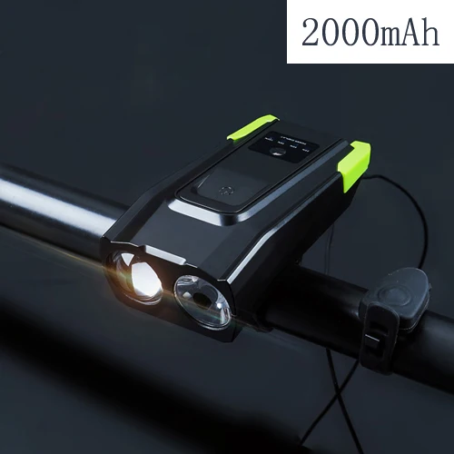 2000mAh 4000 мА/ч, индукционный велосипедный передний светильник, набор, USB Перезаряжаемый умный головной светильник с рогом, 800 люмен, светодиодный велосипедный фонарь, велосипедный мигающий светильник - Цвет: 2000mAh