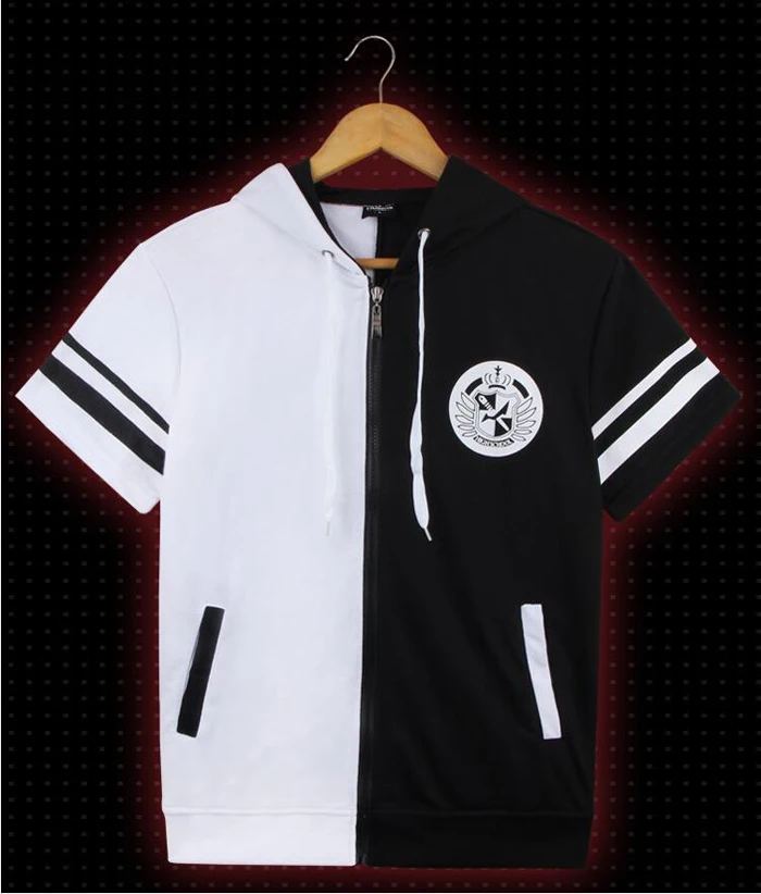 Danganronpa Монокума короткий рукав с капюшоном футболка Косплей Костюм Dangan Ronpa летняя Толстовка для мужчин и женщин Повседневная Толстовка