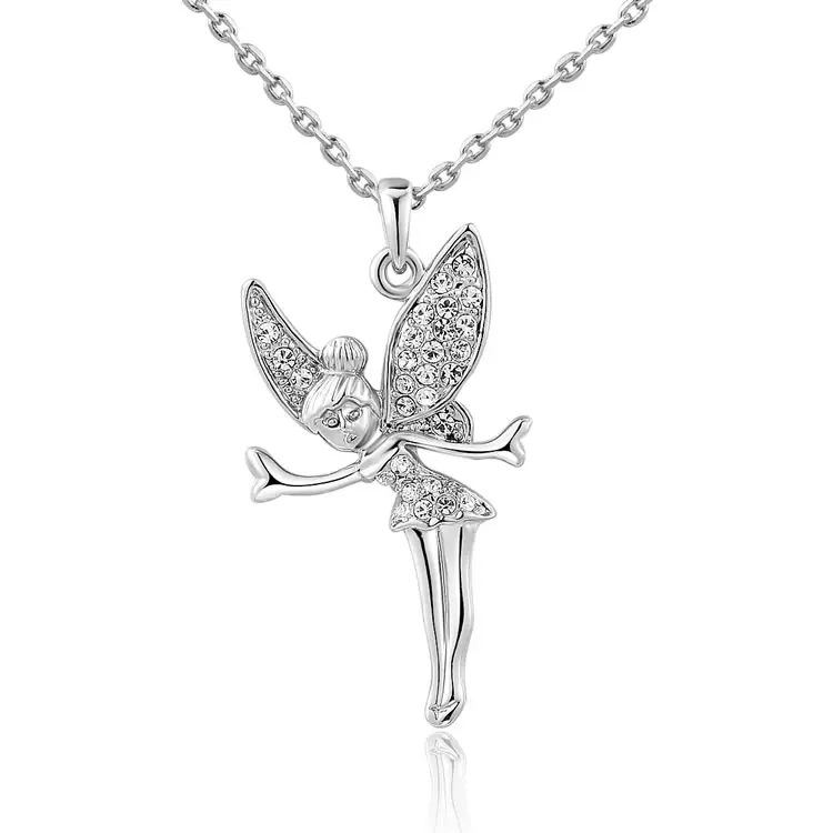 whitegold ROXI бренд romad белый/розовое золото цвет австрийский кристалл Крылья ангела кулон ожерелье для женщин модные ювелирные изделия обручение подарок - Окраска металла: whitegold