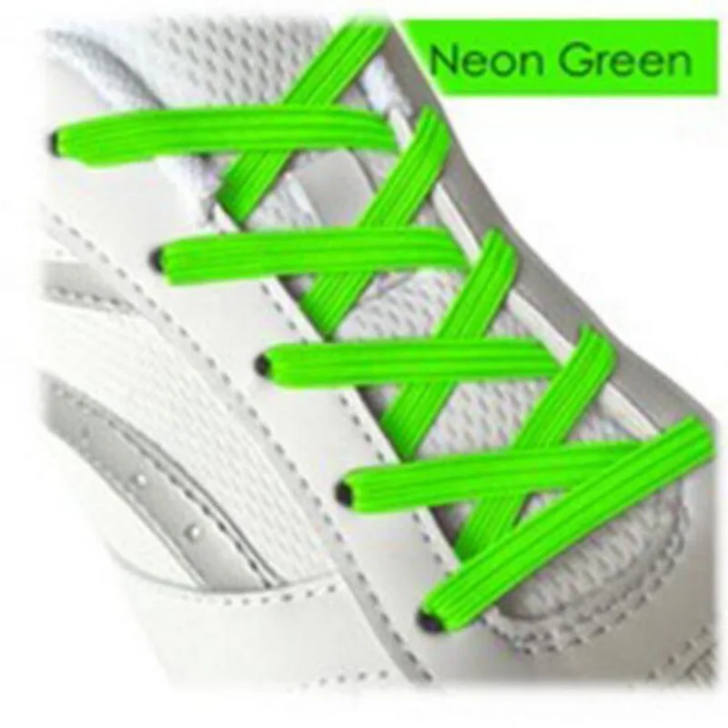 05 Neon Green Новинка 1 пара ленивые эластичные плоские шнурки без галстука креативные шнурки пряжки для взрослых и детей спортивные красочные кроссовки шнур - Цвет: 05 Neon Green