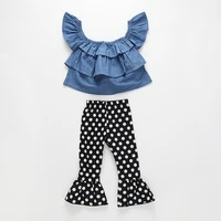 vtom infant kids girls clothes sets short sleeve tops dot pants 2pcs clothing sets with high quality
