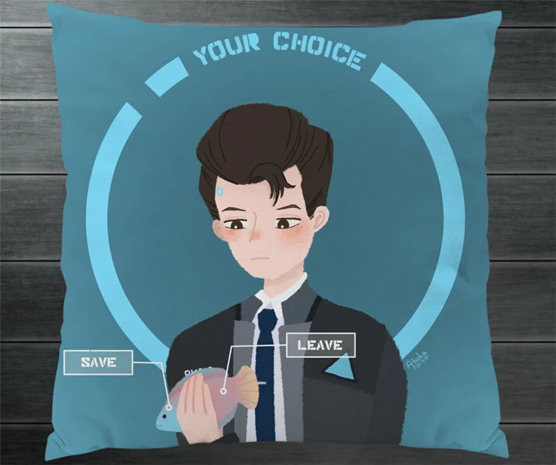 Игра Детройт: стать человеком Коннор RK800 Fanart двухсторонняя подушка чехол