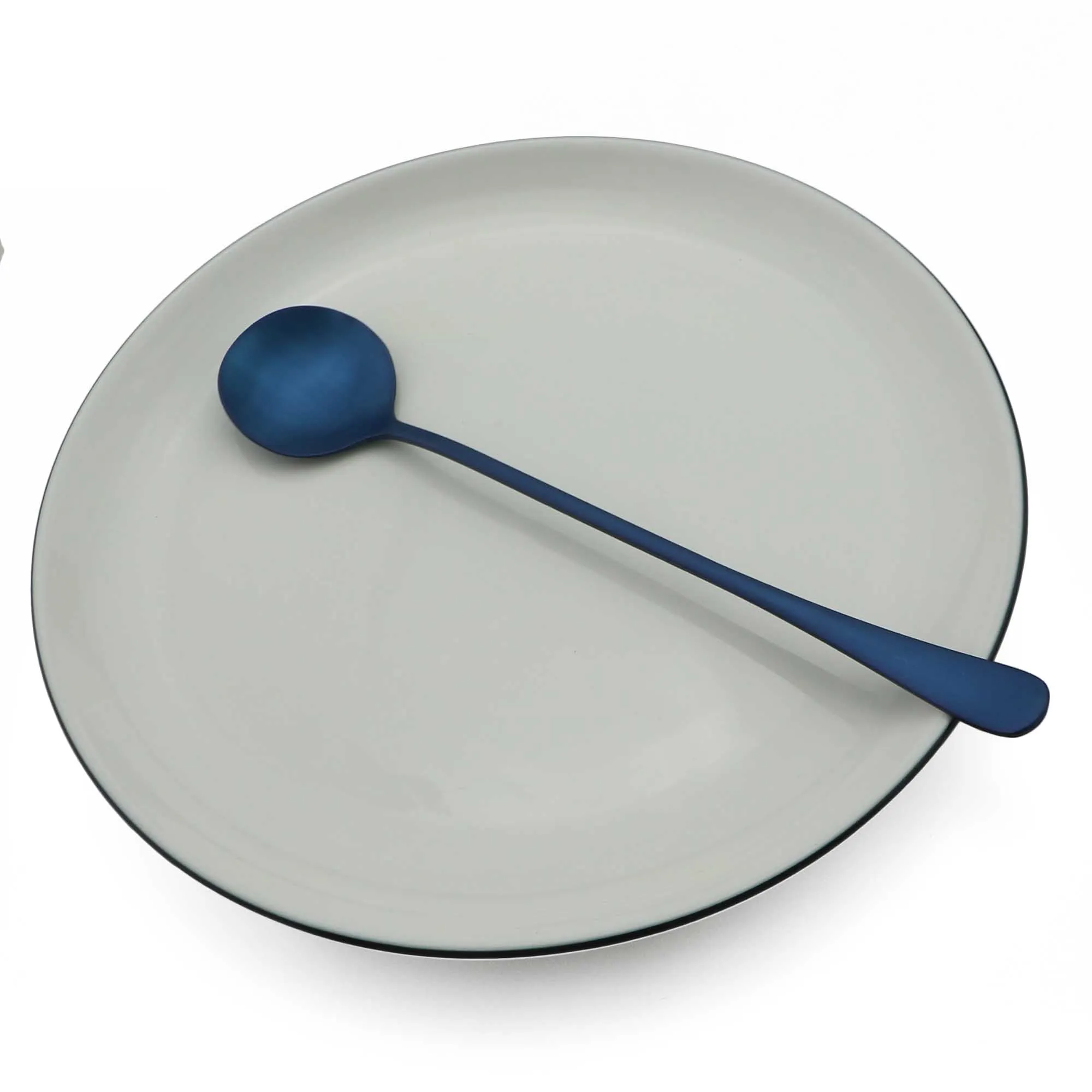 Long Handle Spoon 1 шт Матовый Синий Нержавеющая сталь вилка и Стейк-нож ложка Ресторан Столовый Текстиль для отеля столовые сервизы Кофе торт ложка, чайная ложка - Цвет: Long Handle Spoon