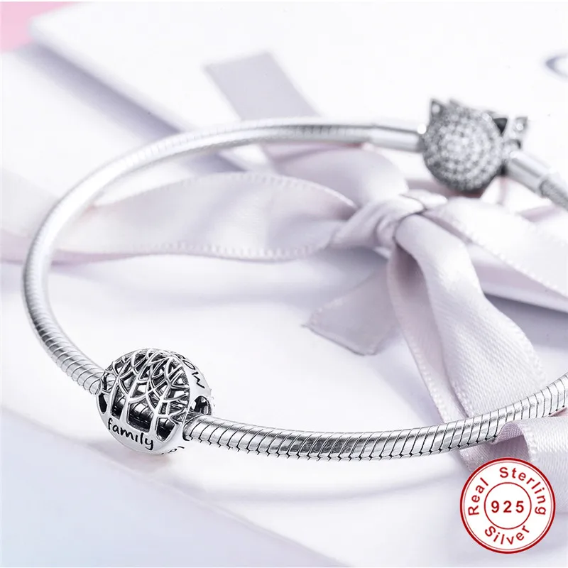 Fit Pandora браслет 925 стерлингового серебра Famlily бусины с изображением дерева S925 лес Шарм для ожерелья цепи ювелирных изделий