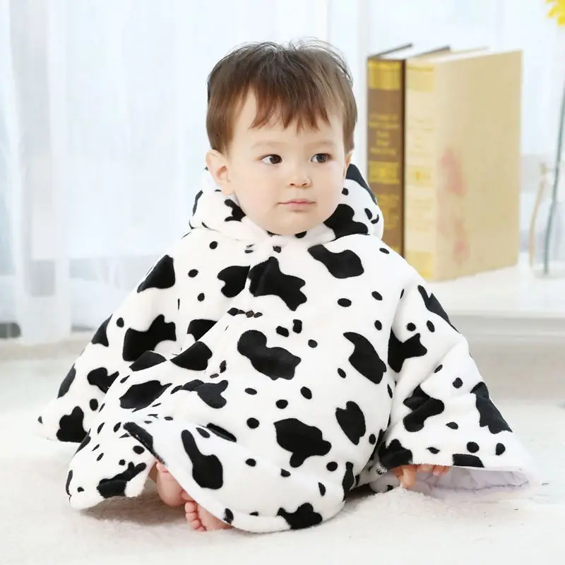 Новинка Детское Пончо из кораллового флиса с капюшоном детская верхняя одежда