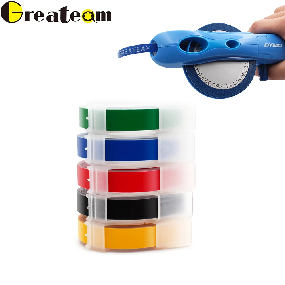 Greateam 5 шт. Dymo 3D 9 мм 3/8 ''x 8 'DYMO самоклеющаяся виниловая лента с тиснением