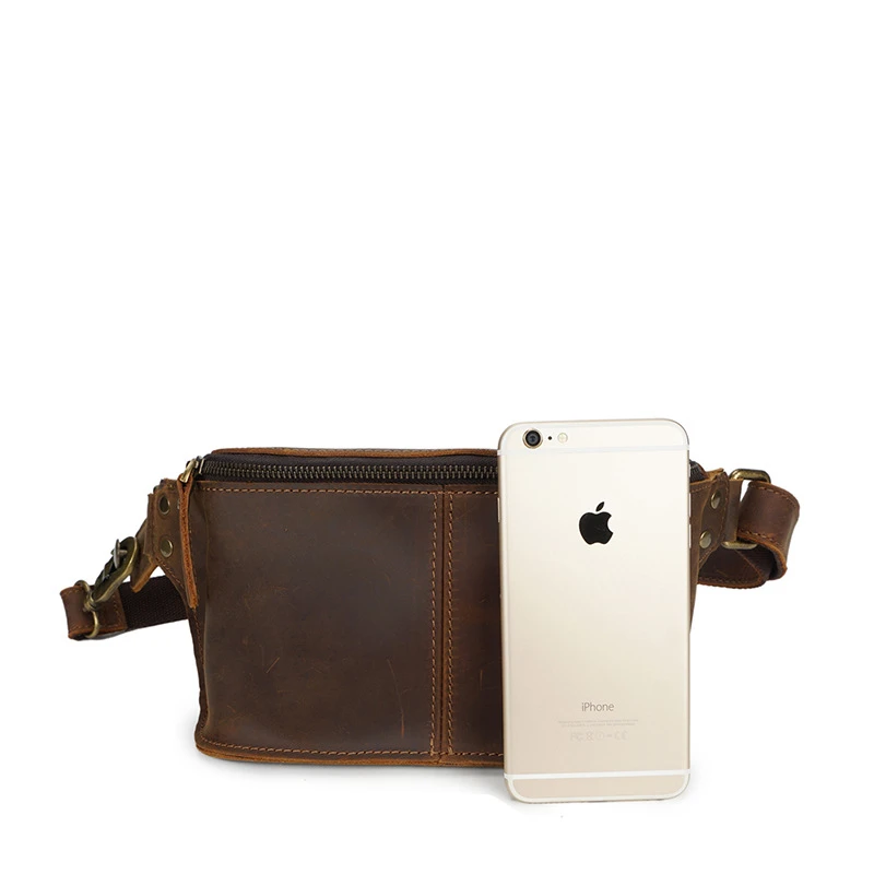 Поясная сумка Мужская винтажная модная поясная из натуральной кожи для отдыха