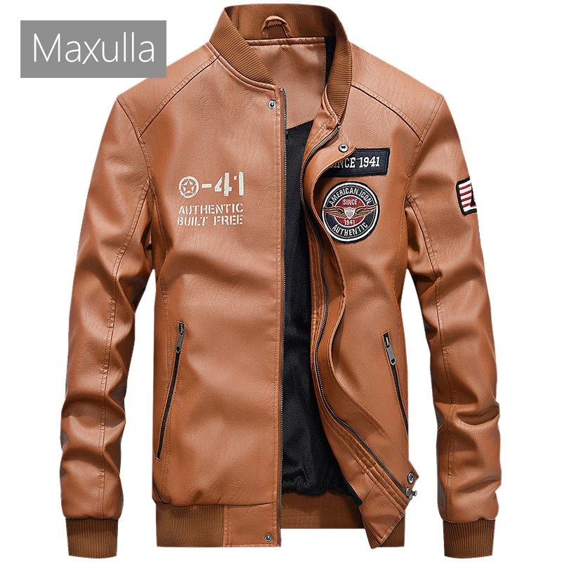 Maxulla демисезонная куртка из искусственной кожи Мужская Повседневная ветровка