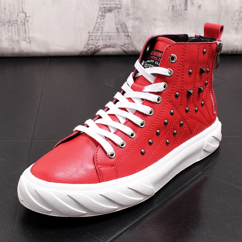 2018 Мужская Новая Кожаная обувь на высоком каблуке молодежные ботинки для отдыха