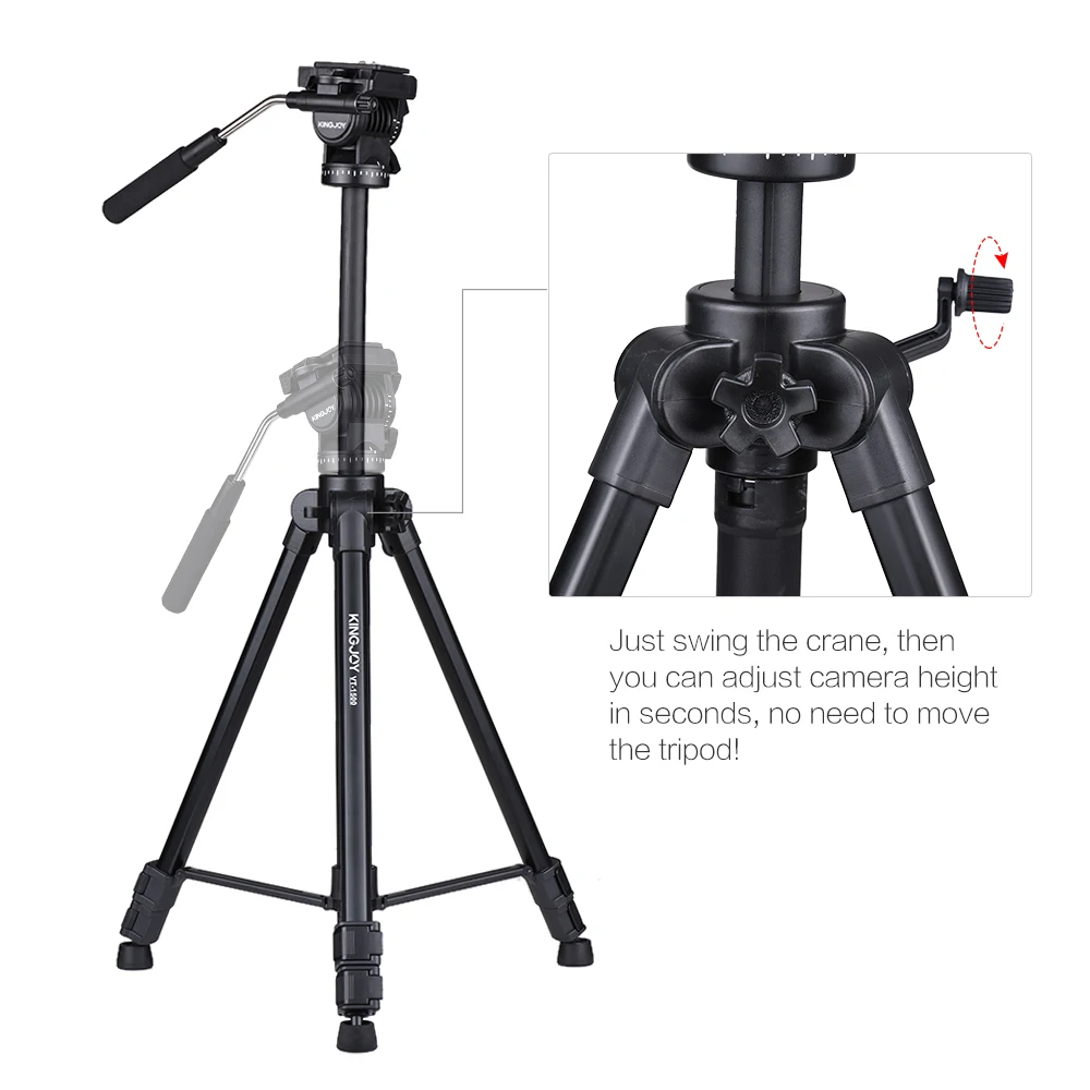 Kingjoy VT-1500 166 см/5 4 фута штатив для видеокамеры с панорамной амортизирующей
