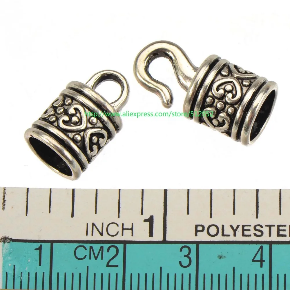 

diy jewelry hooks for cord bracelets clasps toggles 7mm round large hole silver tone love metal fashion findings 9*35mm 10 sets