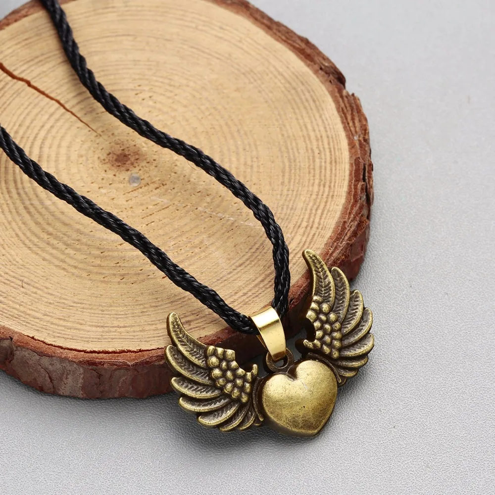 Женское колье в стиле бохо Love Heart Angle Wings бронзовое классическое винтажное