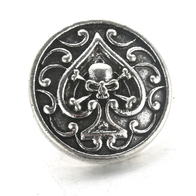 

10pcs/lot Skull Snap Jewelry Boom Life Metal Rhinestone Snap Buttons Fit 18MM Snap Bracelet For Women DIY Charms 4459