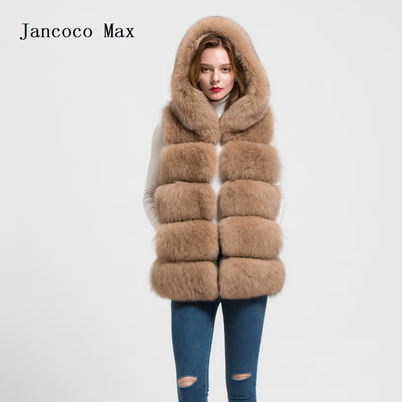 Jancoco Max, жилет из натурального меха с капюшоном, женская зимняя жилетка для девочек, женская модная меховая жилетка, пальто S1715