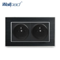french socket wallpad luxury satin metal panel double eu 16a electric wall power french socket 14686mm electrical outlets