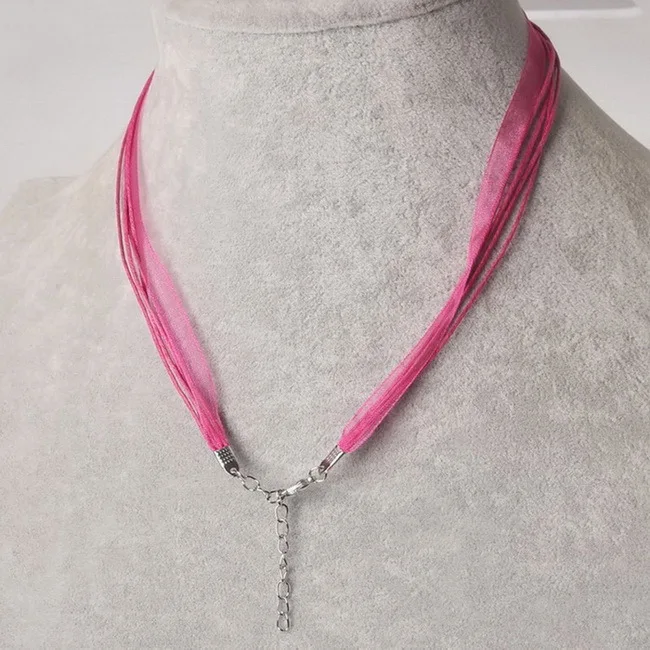 Rose 10 шт./лот, модная лента из органзы разных цветов, ожерелье, подвески для женщин, шнуры с застежкой-лобстером для изготовления ювелирных изделий своими руками - Цвет: Rose