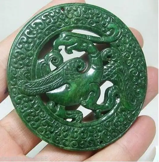 3 шт. новая старинная китайская ручная работа зеленая Нефритовая резная подвеска