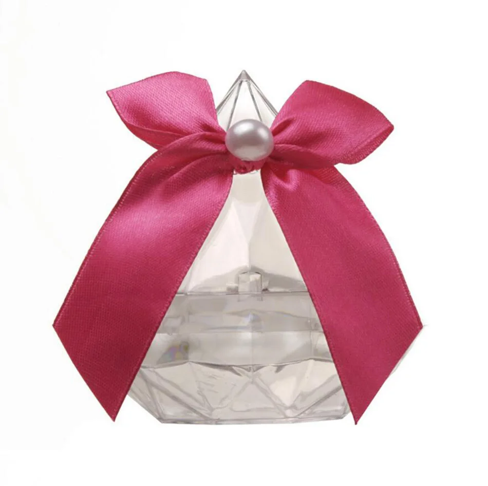 

12pcs Plastic Transparent Diamond Shape Chocolate Candy Box Boxes For Wedding Party Baby Shower Favor Gift Flower Decoration