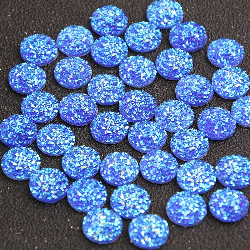 New Fashion 40pcs 12mm Mix Colors Natural Ore Style Flat Back Resin Cabochons For Bracelet Earrings Accessories