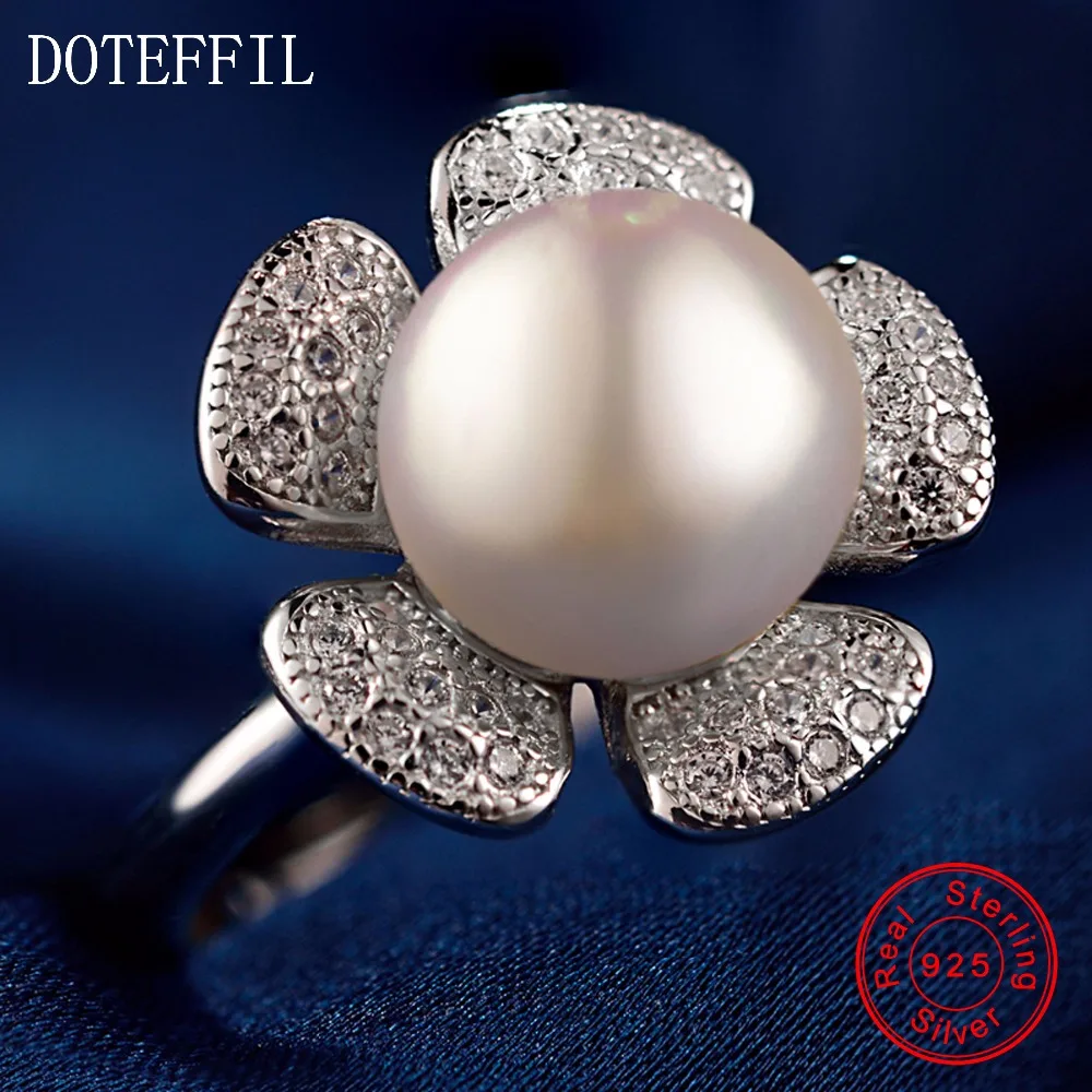 Женское кольцо из серебра 100% пробы с жемчугом 8 мм | Украшения и аксессуары