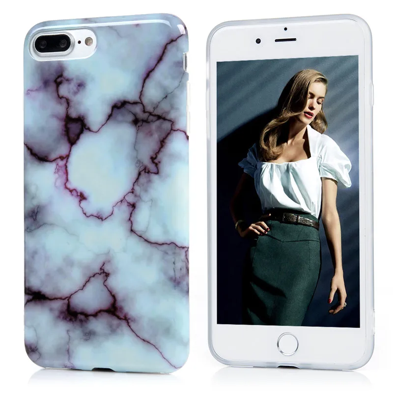 Модные Гранит Мрамор Кожи Чехол для iPhone 7 Plus 5.5 &quotIMD печатных силиконовые ультра