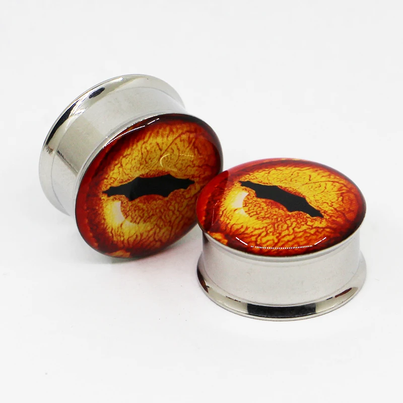 1 пара глаза змеи штекер уха датчики Нержавеющая сталь двойной flare вилка Туннели