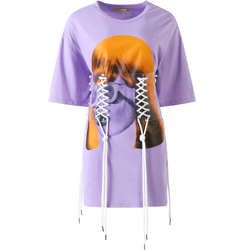 ELFSACK Новая модная женская футболка из хлопка повседневная Короткая Длинная с