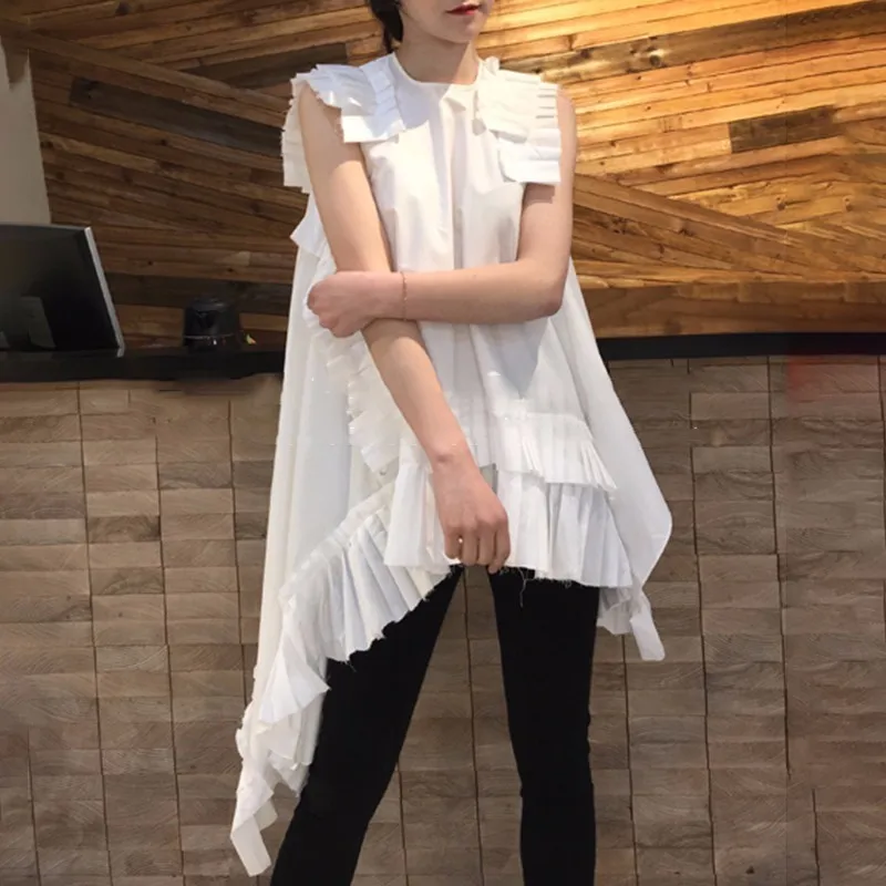 TWOTWINSTYLE платье без рукавов для женщин с рюшами лоскутное негабаритное