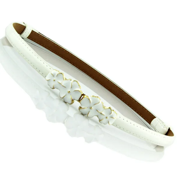 style 1 white Модные тонкие регулируемые ремни для женщин эмалированный цветок застежка женский лакированный пояс из полиуретановой кожи Цикада Пряжка пояс для платья регулируемый - Цвет: style 1 white