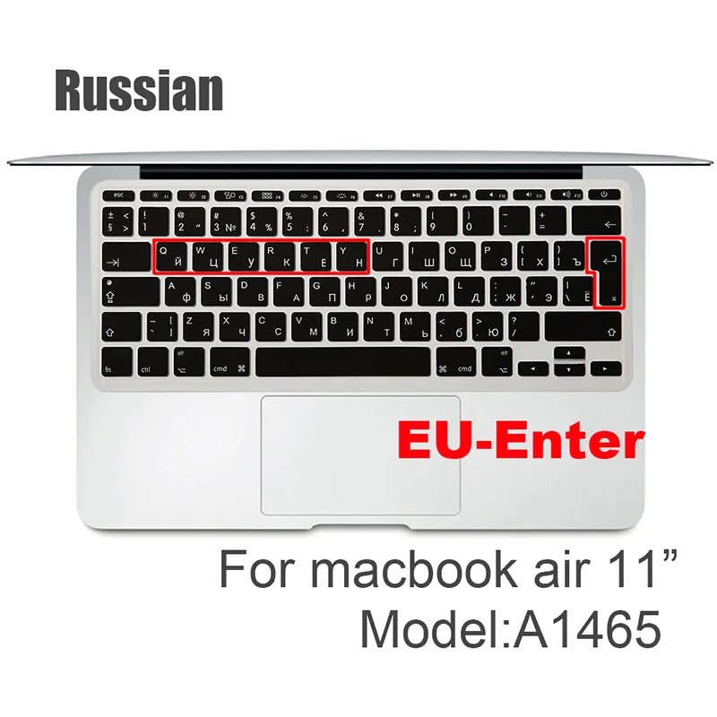 Air 11 inch EU-Enter Русский ЕС и США-введите Клавиатура Обложка протектор для Macbook Pro 13Air 11 12 15 Сенсорная панель Модель A1706/A1466 A1707/A1990/A1398/A1534 - Цвет: Air 11 inch EU-Enter
