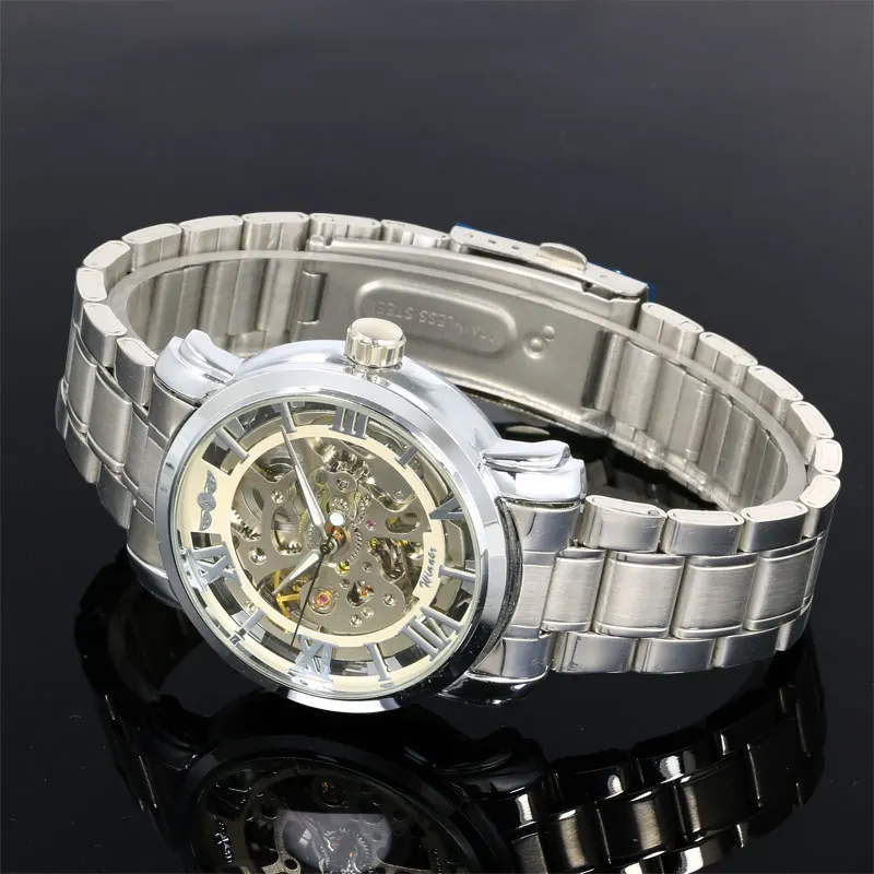 Мужские механические часы скелетоны Winner роскошные Брендовые спортивные