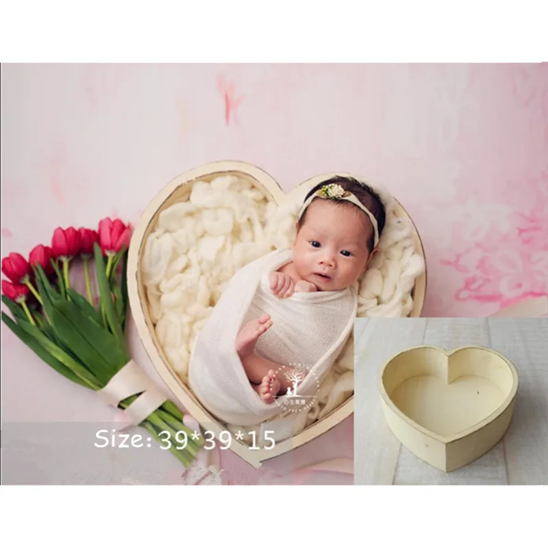 Beige basket Реквизит для детской фотосъемки деревянный ящик в форме сердца аксессуары для фотографирования новорожденных позирующий диван студийный реквизит для фотосъемки - Цвет: Beige basket
