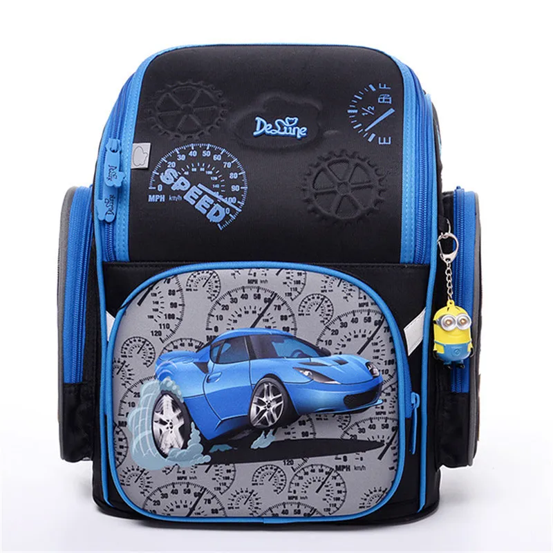 6-103 delune Delune Brand Girls Lovely Cat 3D Orthopedic School Bags for Children Boys SUV Cars Schoolbag Backpack Mochila Infantil Grade 1-5 - Цвет: 6-103 delune