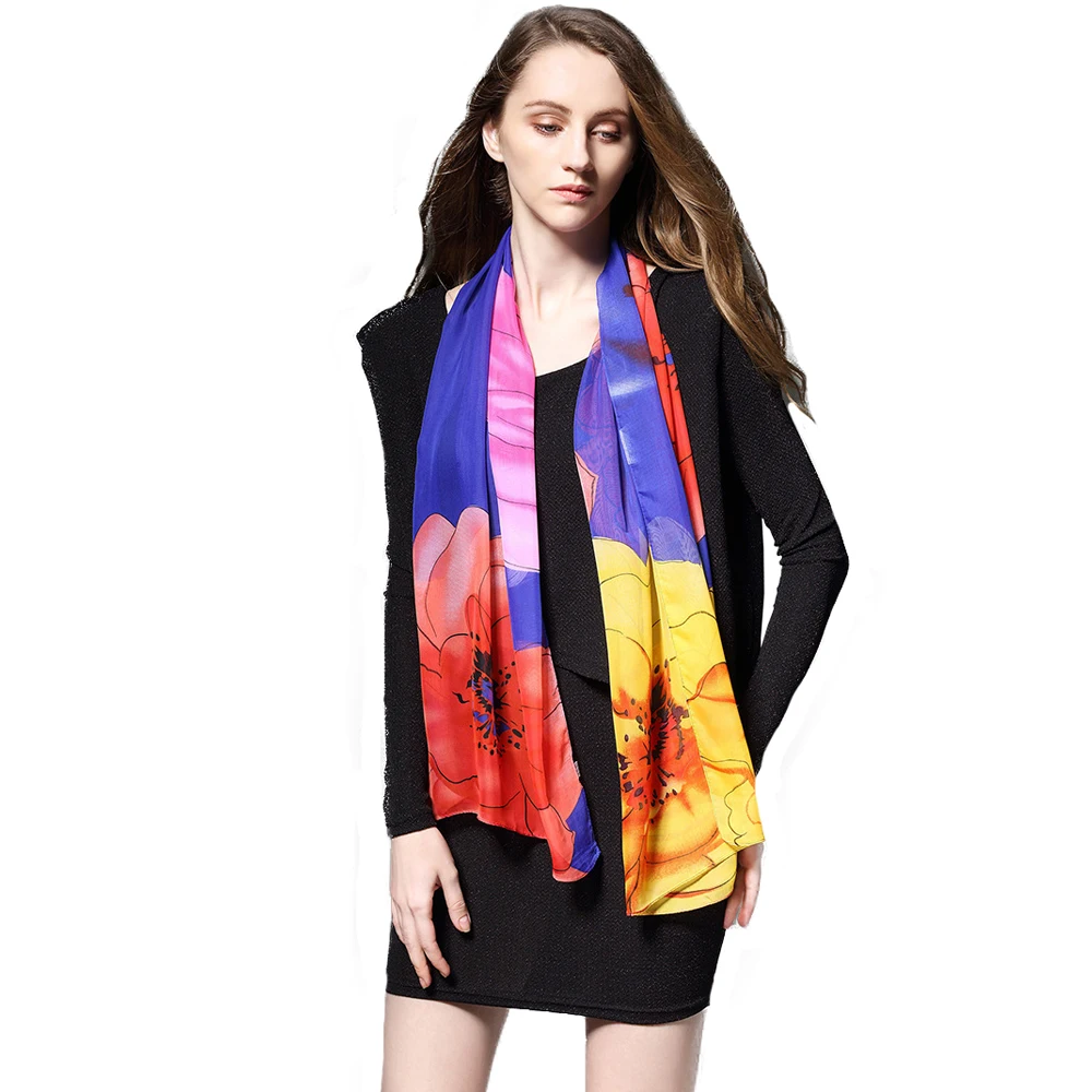 Цветочный Принт шарфы женские весенние шифон палантины летоплатки лето длинные |
