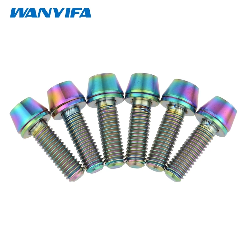 6 шт M5X16mm винты из титанового сплава золота Конус колпачки титановые для
