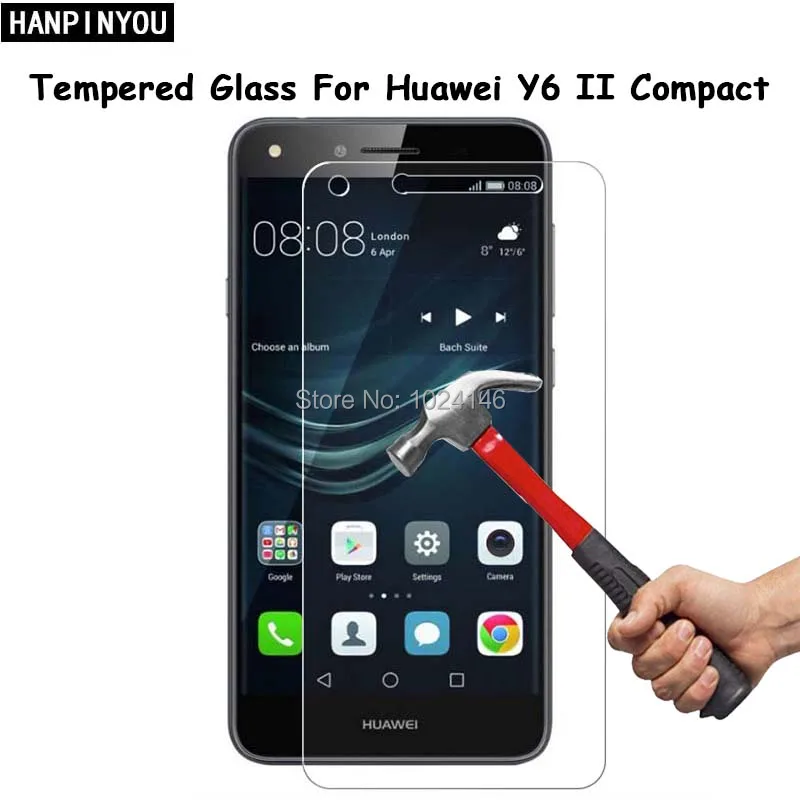 For Huawei Y6 II 2 Y6II Compact 5.0" Clear Tempered Glass Screen Protector Ultra Thin Explosion-proof Protective Film +Clean Kit